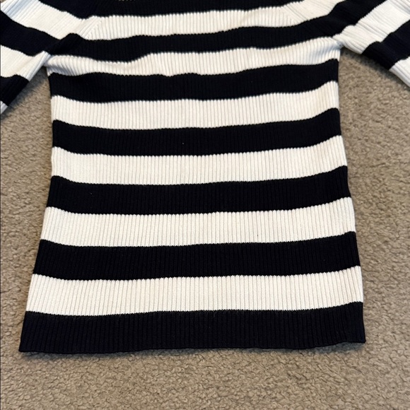 Zara Ribbed Sweater - Black and White Stripes - Picture 3 of 6